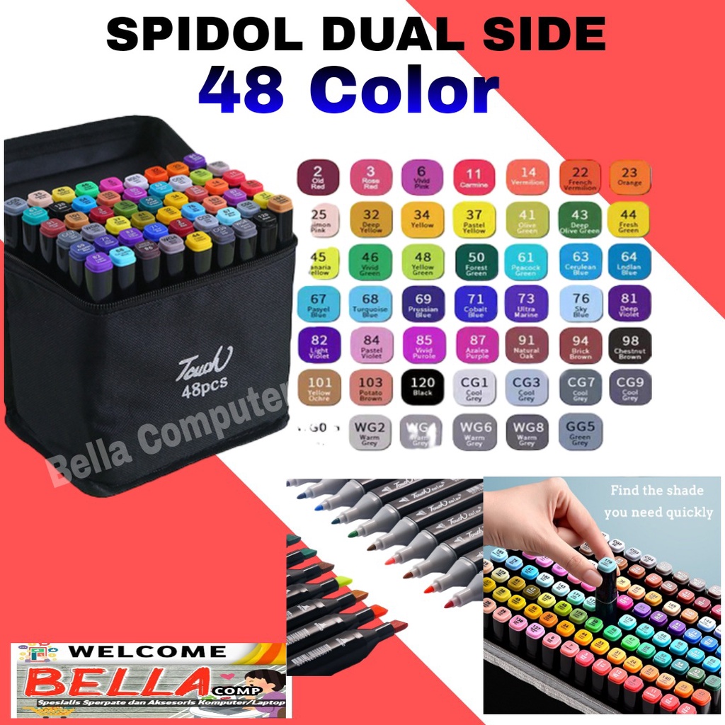 

48 / 24 / 12 Warna Spidol Dual Side Fine Art Brush Art Marker Set - CY-006/Spidol Dua Sisi 48/24/12 warna spidol sketsa profesional kepala ganda desain pena lukisan kreativitas alat gambar untuk siswa perlengkapan seni