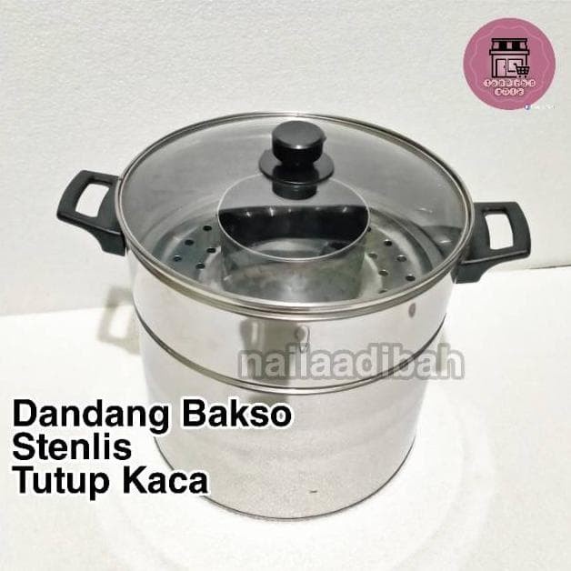 BARU Dandang BAKSO uk 26 dan 28 cm stenlis tutup kaca panci