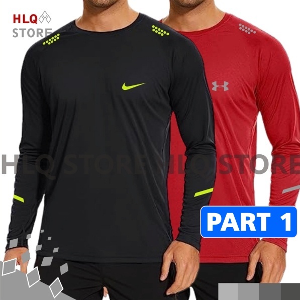 Kaos Olahraga Lengan Panjang Pria Wanita Polos Dry Fit All Size Fit XL Atasan Pakaian Baju Drifit Dr