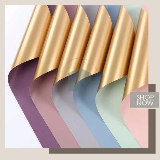 

Gratis Packing Aman Uang Kembali Flower wrapping Isi 5 cellophane dua warna gold two sides duo kertas wrap bouquet bunga bungkus plastik plastic bahan money uang buket gold sided
