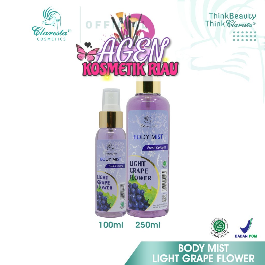 Claresta Body Mist Light Grape Flower Fresh Cologne 100/250 ml