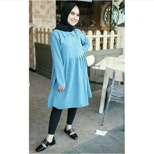 Nira Blouse Biru / Atasan Wanita Terbaru Blouse Baju Lebaran Atasan Top Atasan Murah Atasan Muslim K