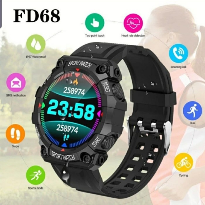 Jam Tangan Digital FD68 Smartwatch FD68 Sport Bluetooth Waterproof