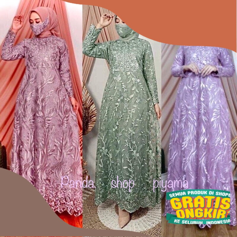 GAMIS BUSUI NAMIRA/TILE FULL BRUKAT MUTIARA/SIZE S M/L/XL/XXL/3L/DRESS KONDANGAN/GAMIS BRUKAT/TILE B