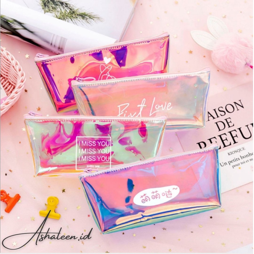 

Tempat Pensil Pinsil Pencil Case Hologram Lexy Pouch Stationery Transparant Alat Tulis