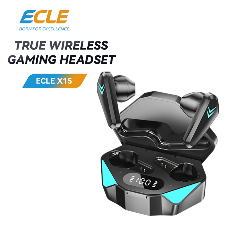 ECLE X15 TWS Gaming Earphone Sports Headset Bluetooth HiFi Stereo Waterproof Low Latency