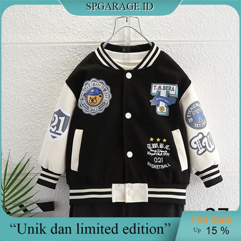 T 021 Jaket Varsity Anak Ja'ket Baseball Jacket Versity Jeket Kekinian Anak 8-10 Tahun Koreaan Style