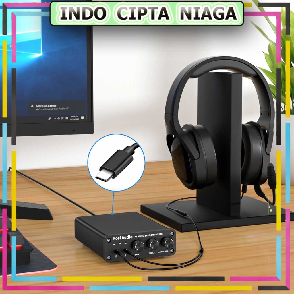 ICN - Fosi Audio Amplifier Mini Headphone Stereo Gaming DAC HiFi Microphone - K5