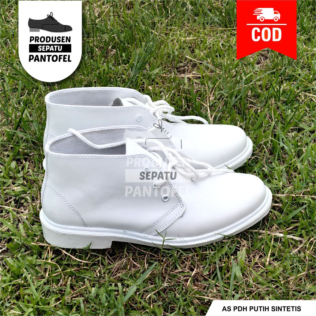 COD SEPATU PDH PDU PUTIH UPACARA PASKIBRA PELANTIKAN CAMAT LURAH KEPALA DESA KULIT DOFF BT03 PUTIH