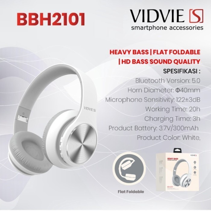Headphone Bando Bluetooth Foldable Headset Bando Heavy Bass Vidvie S BBH2101