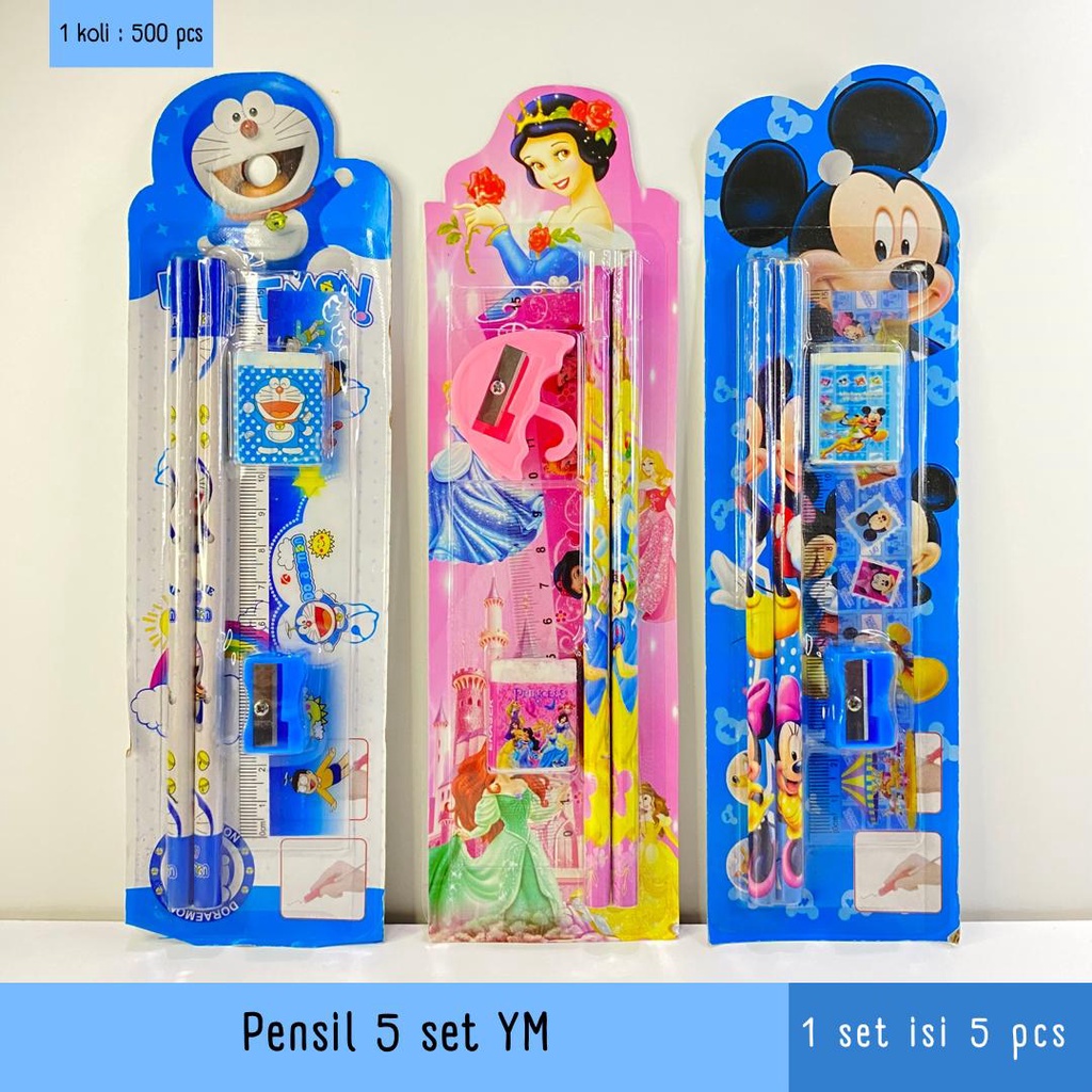 

(FYA)Set alat tulis 5in1 5pcs set motif karakter / Pensil 5set YM/ Alat tulis sekolah / Mini stationery