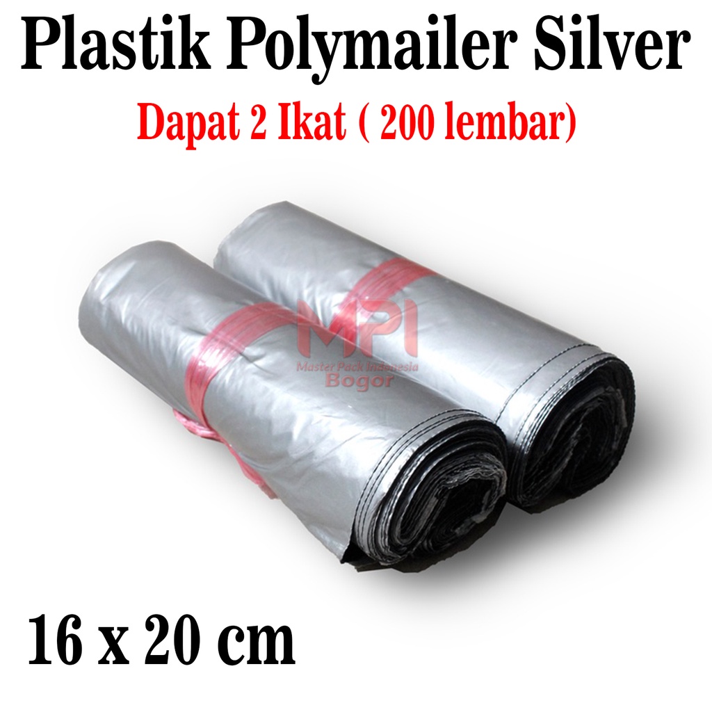 

2 IKAT [ 200 LEMBAR ] Plastik Polymailer Silver 16 x 20 cm - Packaging Kantong Amplop - Master Pack Indonesia Bogor