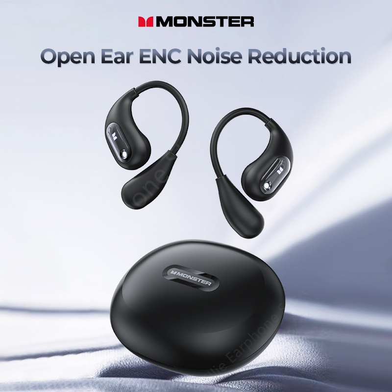 Monster Open Ear AC210 Earphones Wireless Bluetooth 5.4 Air Conduction OWS Headset Noise Reduction HiFi Stereo HD Call With Mic Gaming Sport Untuk Android /IOS TWS Headphone