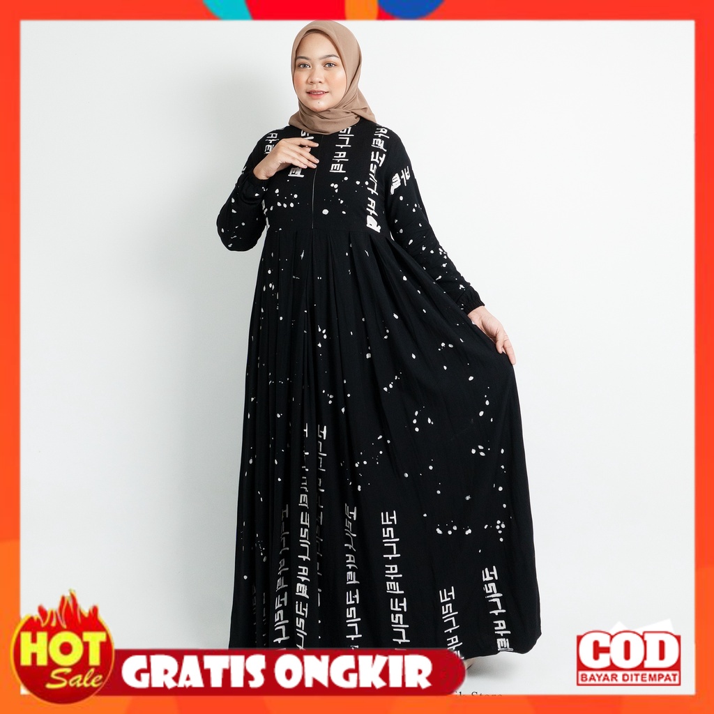 KAIN ADEM HALUS TEBAL / GAMIS RAYON PREMIUM / GAMIS MOTIF KOREAN LETTER SIZE L XXL / GAMIS BUSUI / G