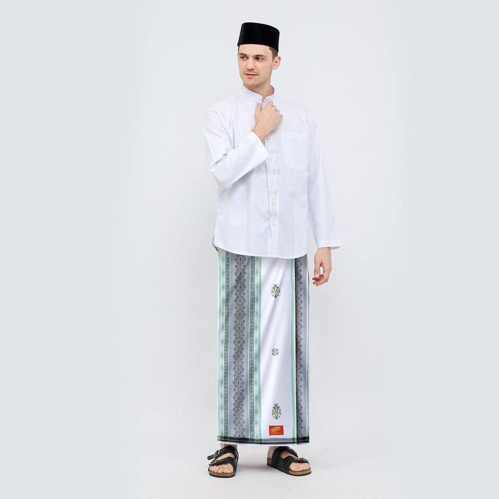 Sarung ATLAS Infinity Jacquard Warna Putih Hijau 03