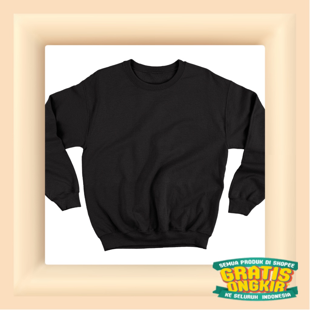 PABRIKHOODIE - BASIC SWEATER HITAM POLOS PRIA / WANITA M-XXXL SWEATER CREWNECK HITAM POLOS/ top mura