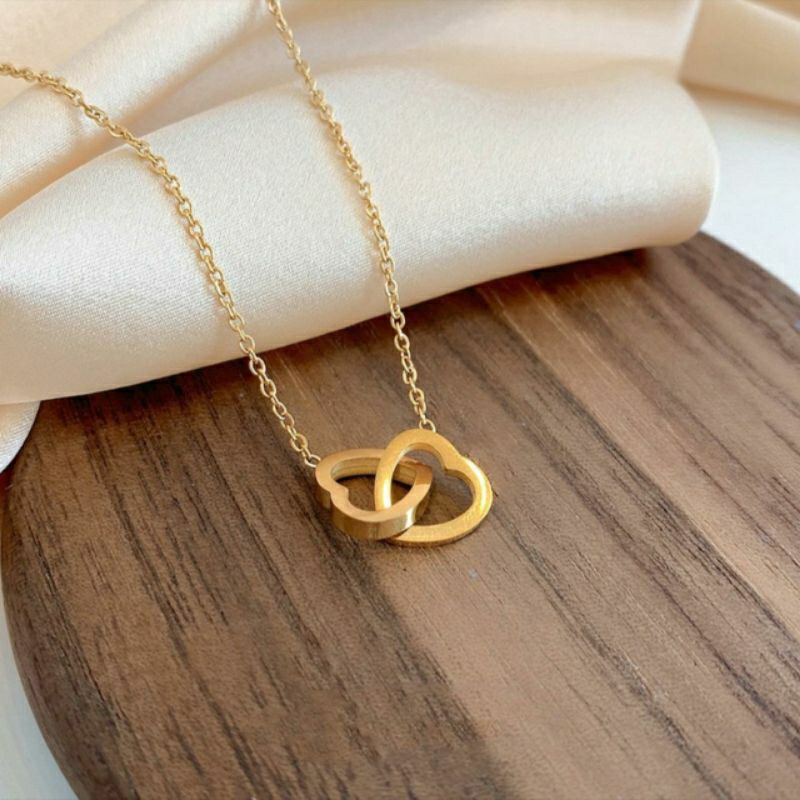 (DK0129) [✅ GROSIR bs COD] Perhiasan Kalung Rantai Titanium Fashion Love Simple - Anti Karat - Pria 