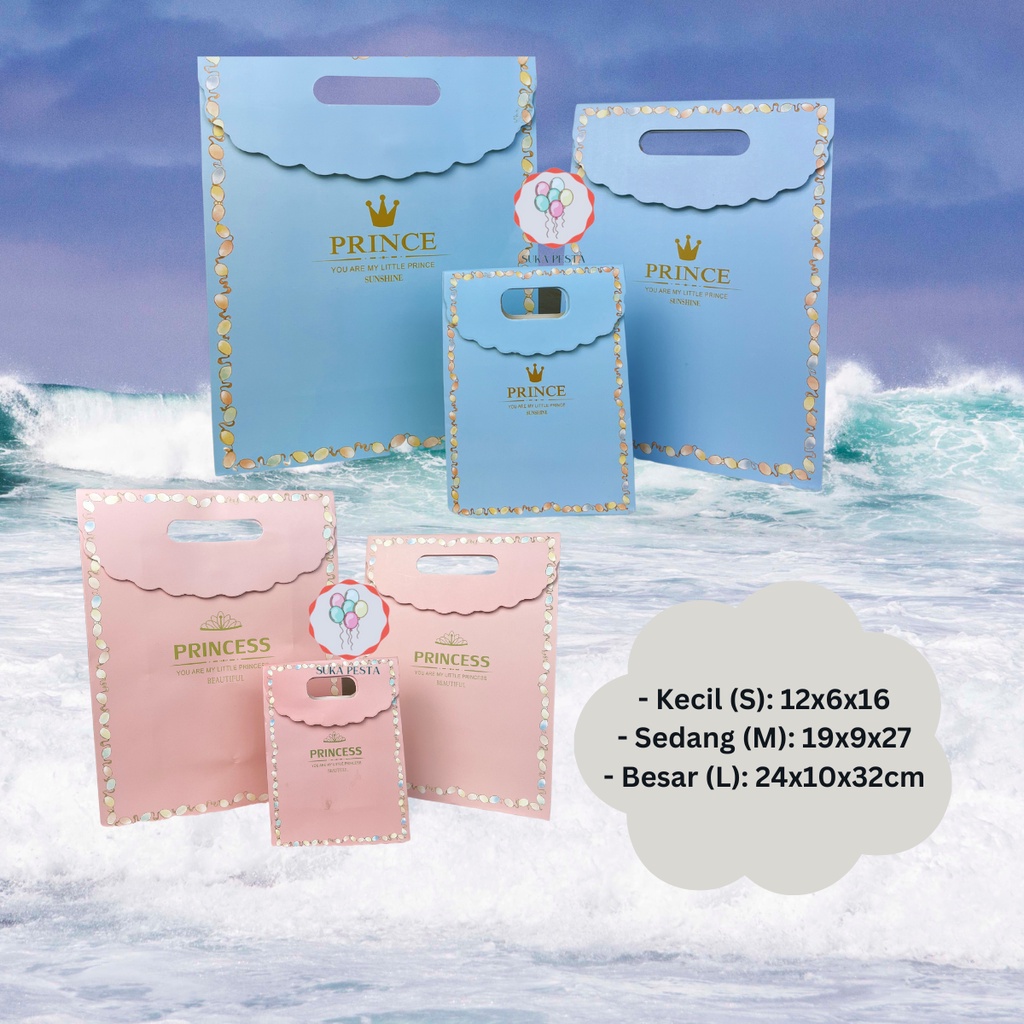 

Paper Bag Motif Litte Prince Princess / Goodie Bag / Tas Kado Ulang Tahun