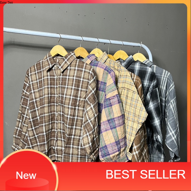 STIEGO -KEMEJA FLANEL WANITA OVERSIZE | TARTAN KOTAK - KOTAK OVERSIZED | BEST SELLER COD/distro biru