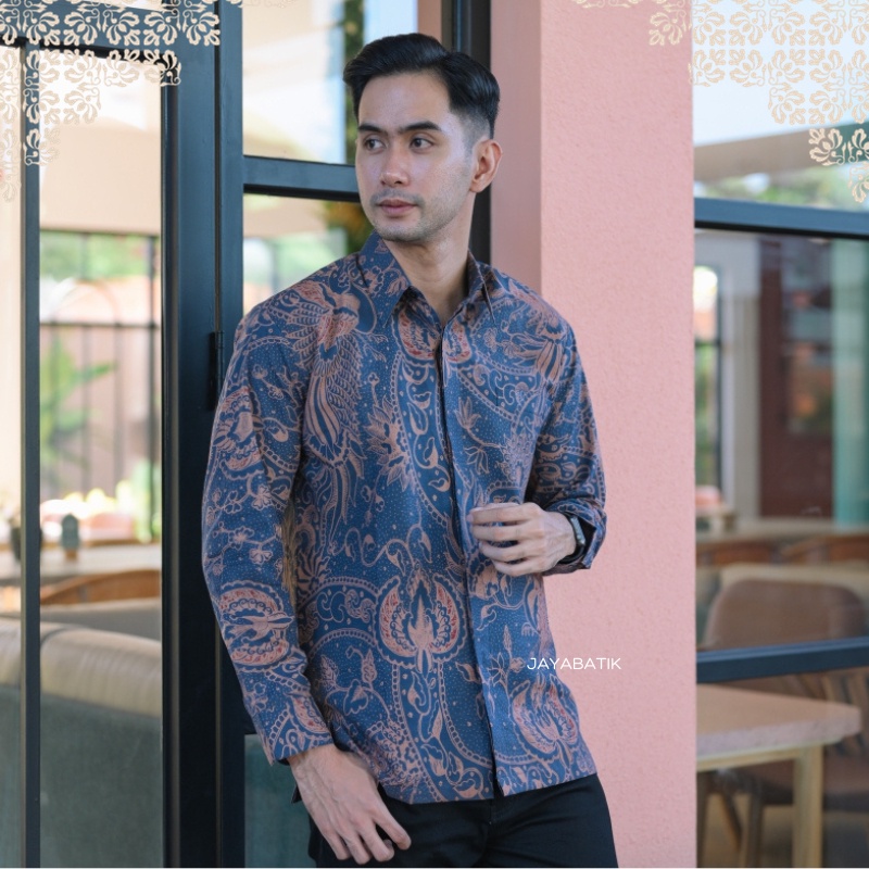 Batik Hem Atasan Kemeja Baju Batik Pria Cowok Laki Laki Slimfit Full Lapis Furing Lengan Panjang Pre