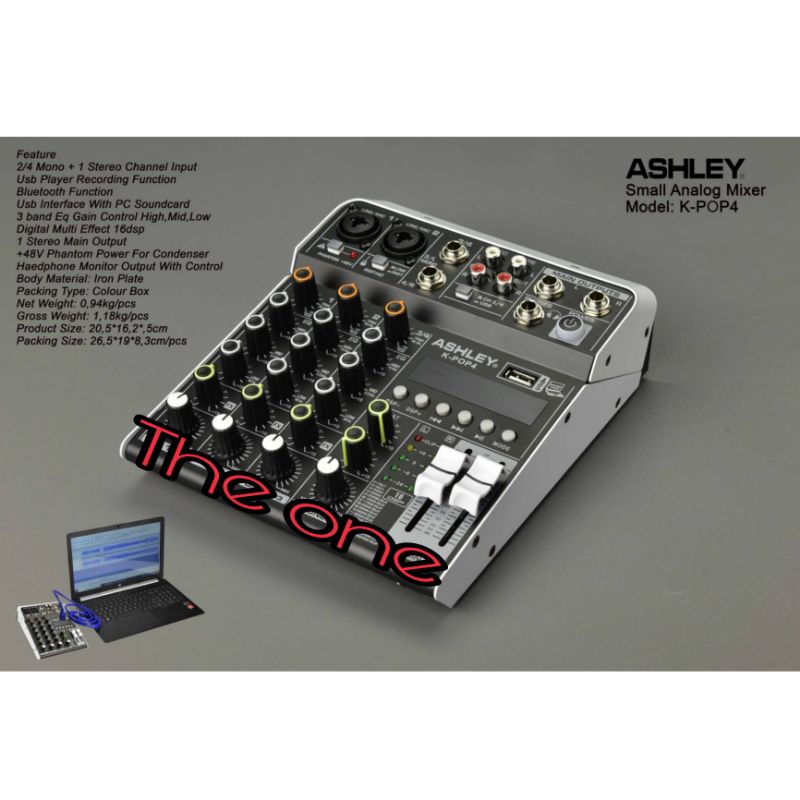 mixer audio usb bluetooth soundcard ashley kpop4 / kpop 4 original