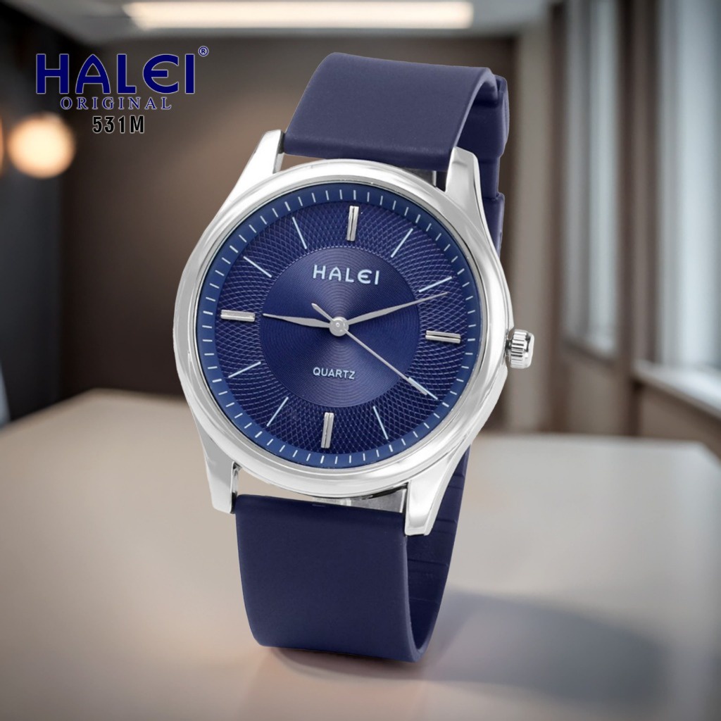 Halei Watch 531 M - Jam Tangan Halei Pria Karet Analog Kekinian - Tahan Air dan Garansi 1 Tahun. Fre