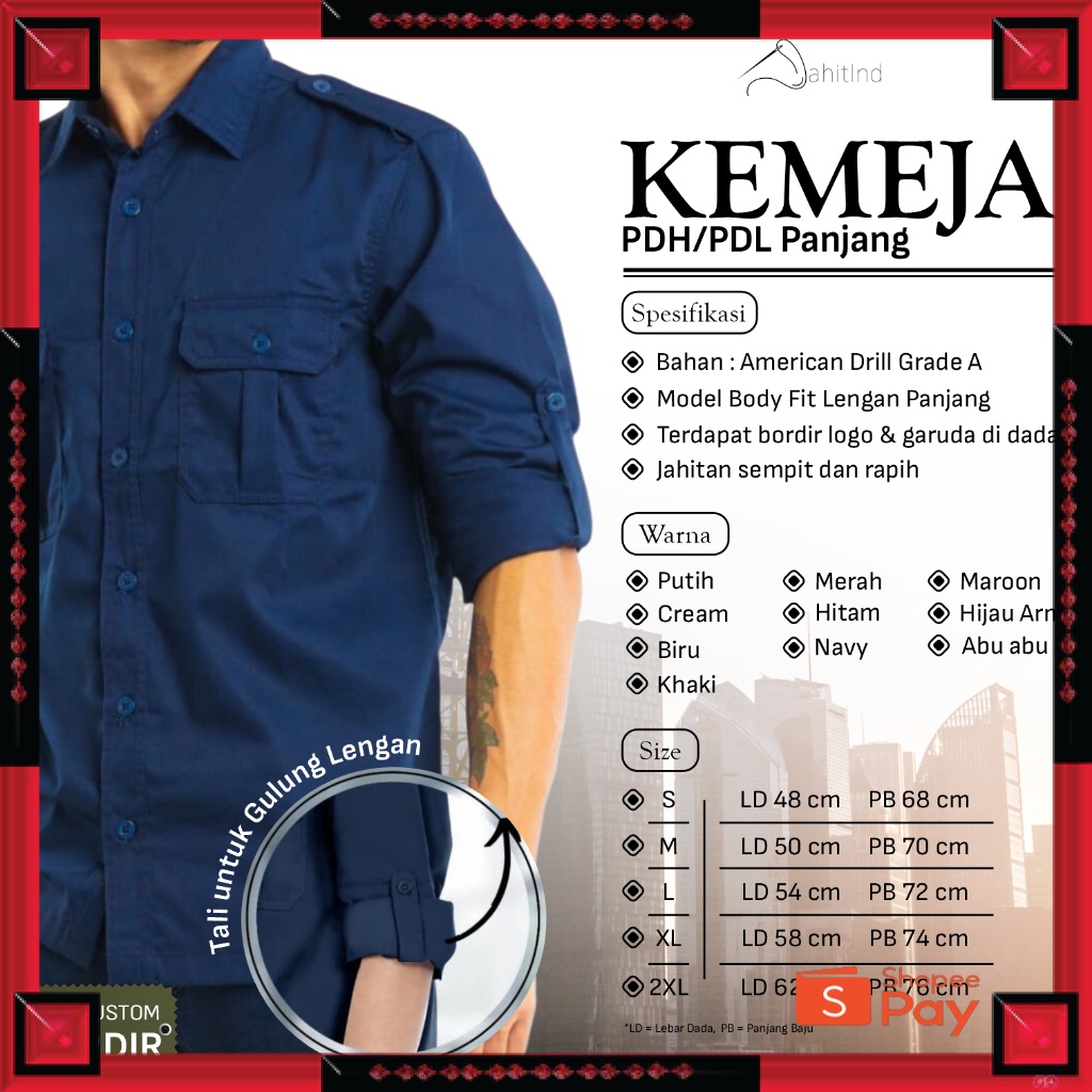 12.12 SERAGAM SALE / Baju Kemeja PDL Lengan Panjang Seragam Kerja PNS Atasan Formal Awet Banyak Pili