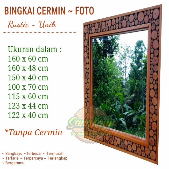 Frame cermin kayu unik rustic bingkai cermin kaca mirror bingkai foto 8