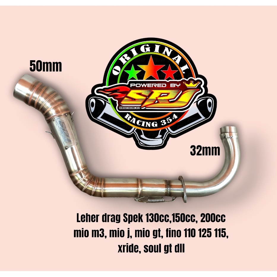 leheran knalpot racing drag 130 150 200 cc inlet 50 mm mio sporty soul j gt z smile karbu xeon gt in