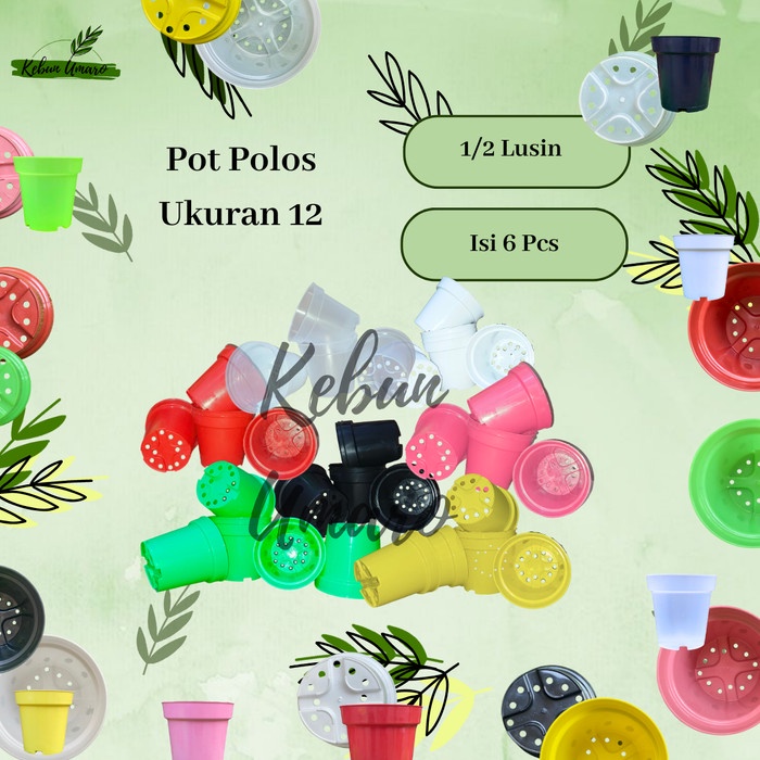 GROSIR 1/2 Lusin Pot Polos Ukuran 12 / Pot Tinggi / Pot Srondol / Pot Tanaman / Pot Bunga / Pot Plastik / Kebun Umaro