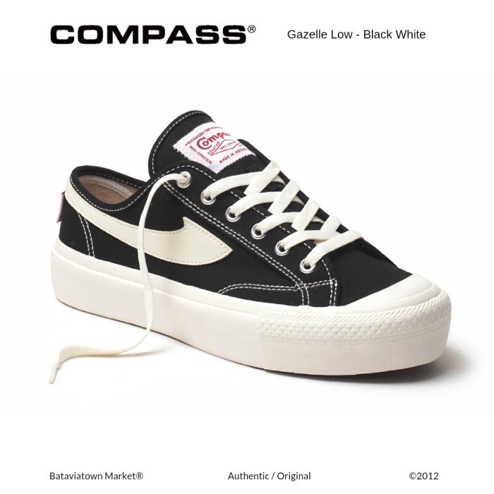 [100% ORIGINAL] Sepatu Compass Gazelle Low Black White / sepatu compas / sepatu compas Sneakers pria wanita