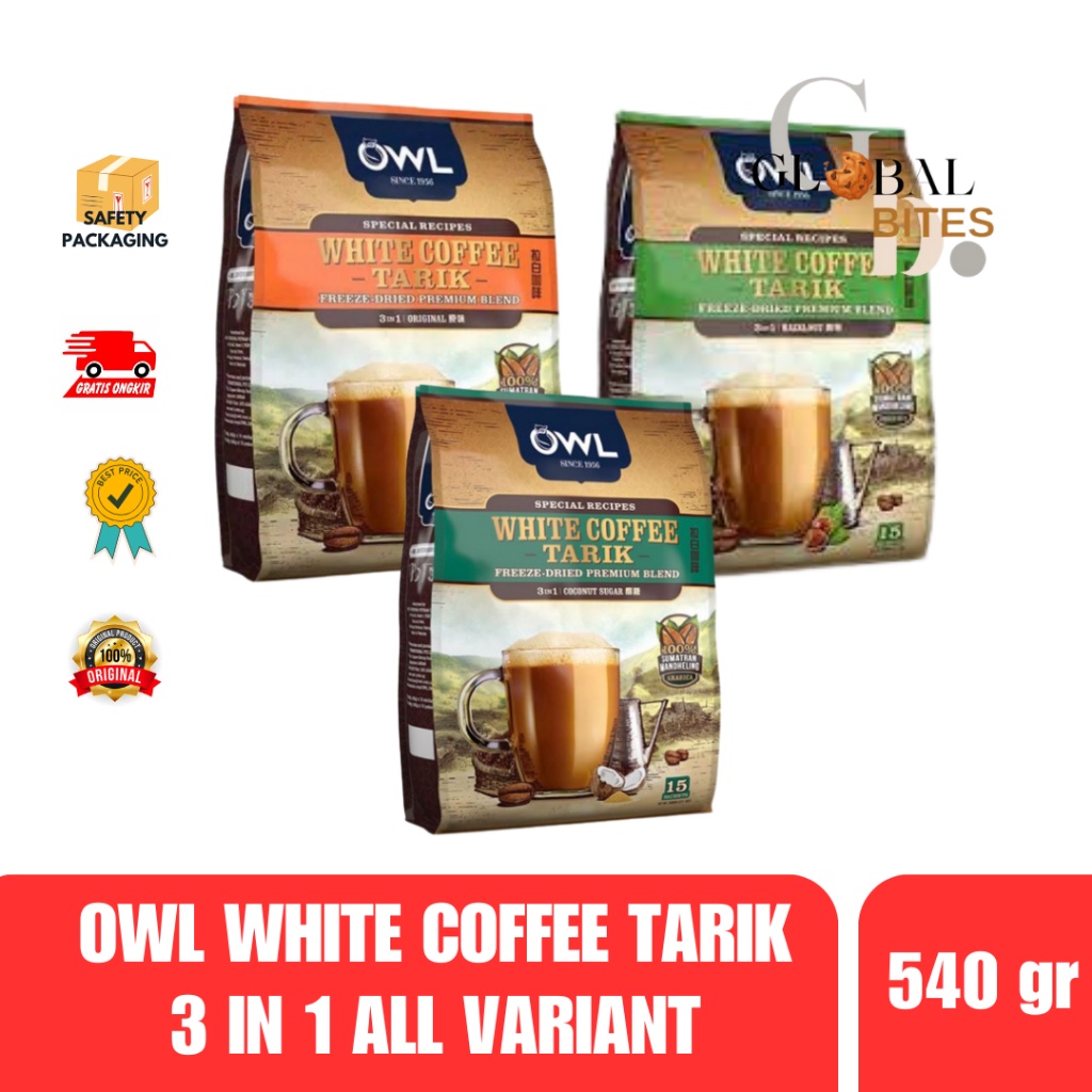 

COD OWL WHITE COFFEE TARIK 3 IN 1 / ORIGINAL / HAZELNUT / COCONUT SUGAR