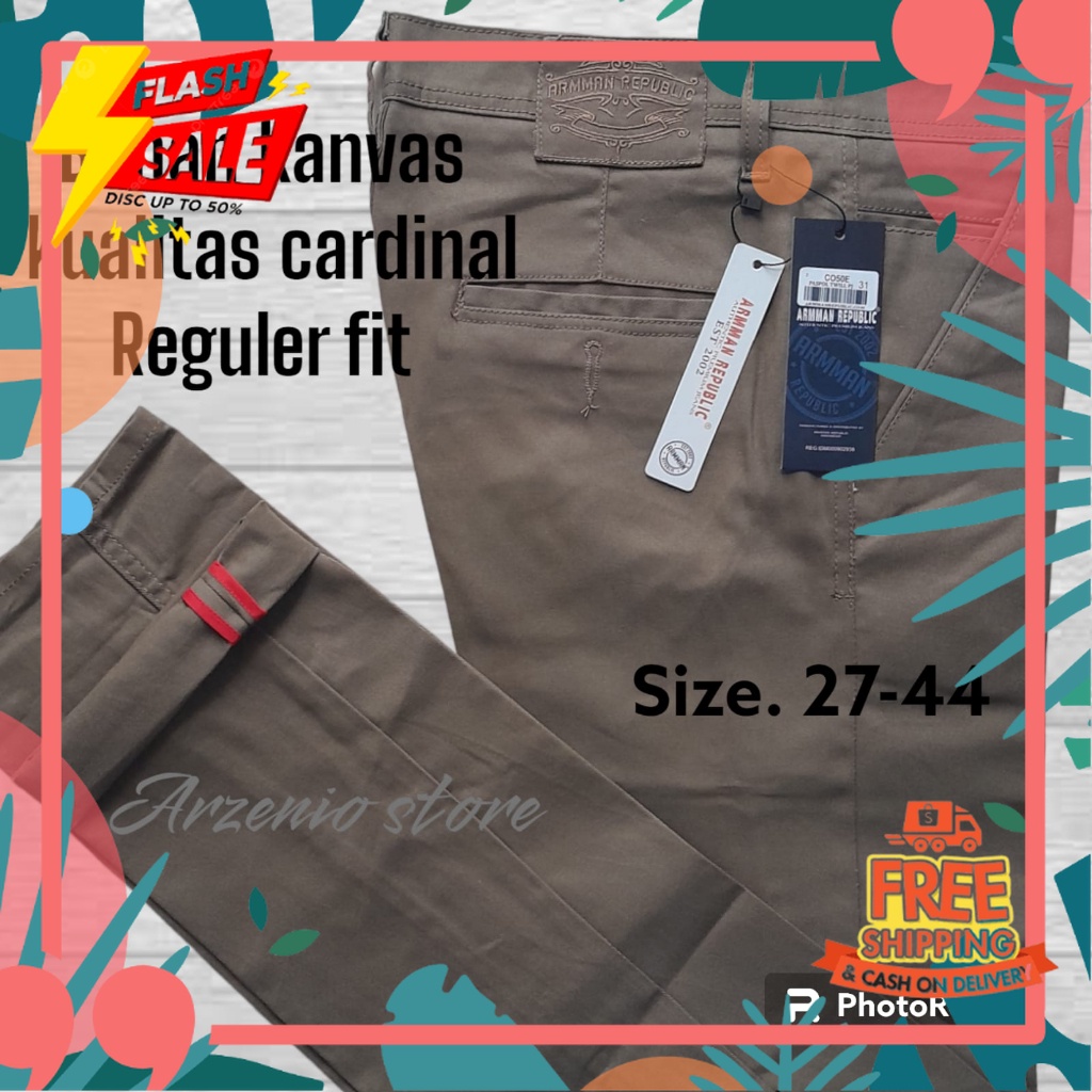 Celana Panjang Pria Chinos Premium Original 100% bahan kanvas cardinal arman republic Jumbo 27 Sampai Big size 44 // OUTFIT KOREAN STYLE