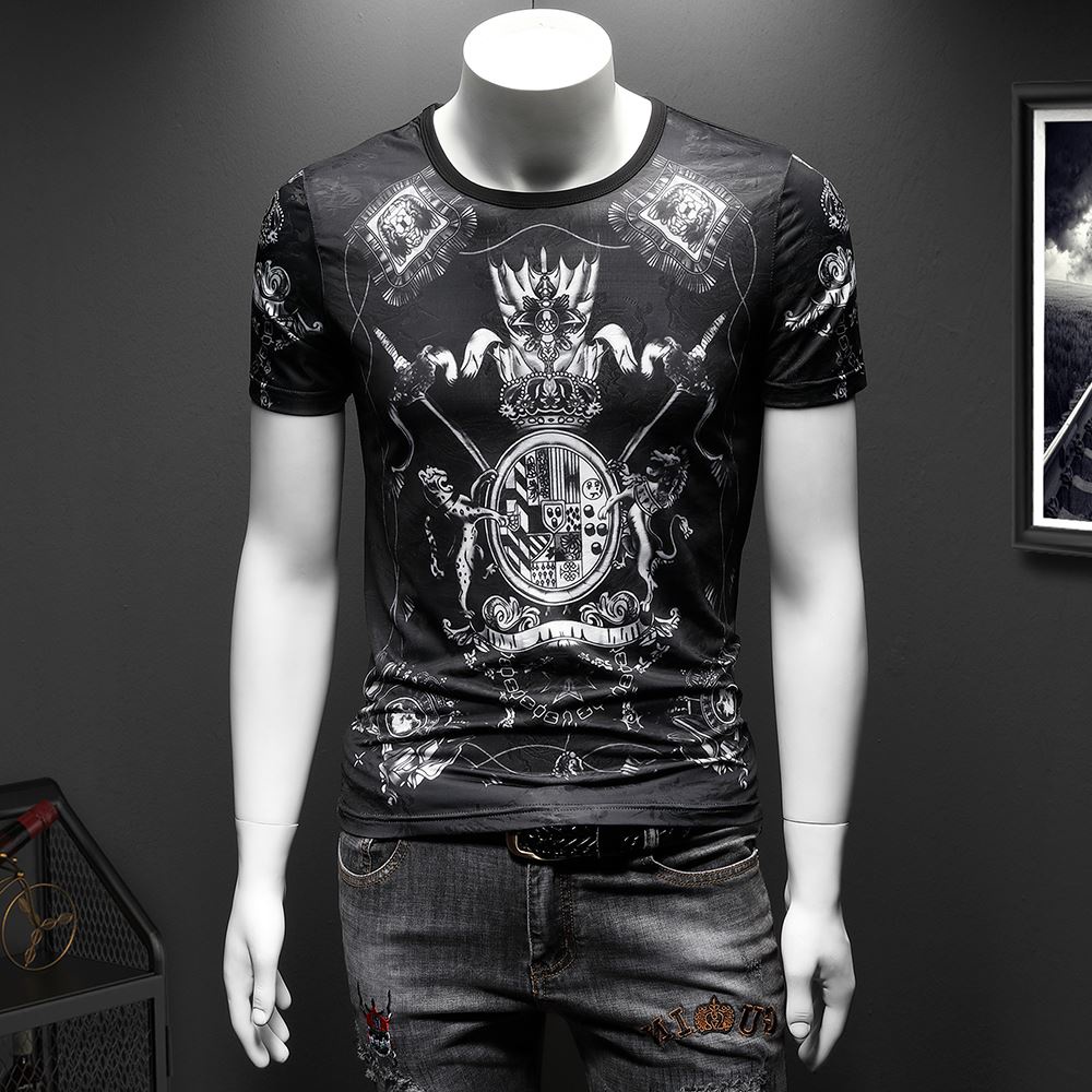 Leak detection and warehouse clearance European station fashion label plus size men's 7XL summer ice