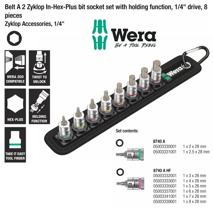 WERA Socket Hex-Plus 05003881001 Zyklop In HexPlus Bit Socket Set 1/4"