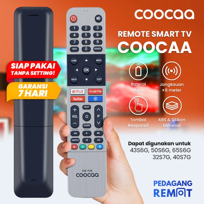 Remot Remote TV Coocaa LCD LED Android Smart TV 43S6G 50S6G non voice