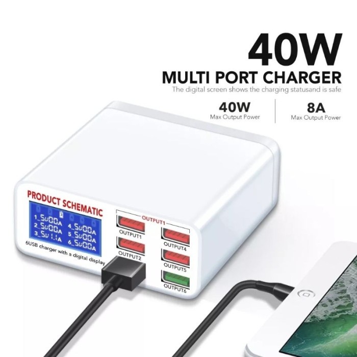 USB  FAST CHARGER WLX-896 / ADAPTOR 6 PORT PRODUCT SCHEMATIC Digital - WLX-899, sesuai variasi