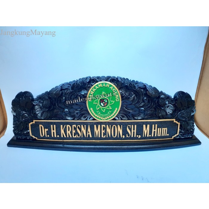 

Papan nama meja logo lambang Mahkamah Agung nameplate kayu ukir bali - Logo Hijau murah