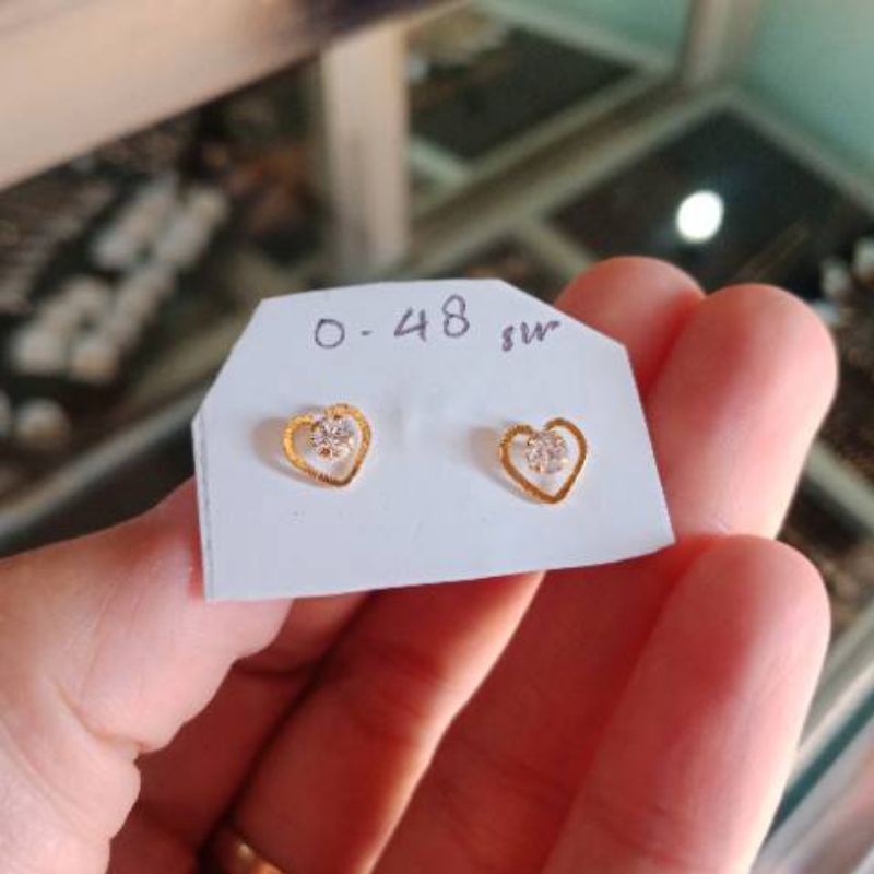 Kado Hadiah Giwang Emas Muda Asli Cap A Tindik /Anting /Anting Bayi /Anting Dewasa