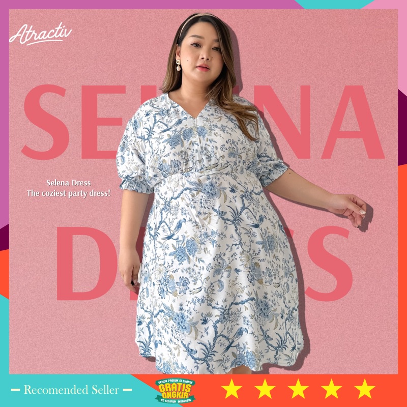 Pakaian Wanita Dress Natal Lebaran Christmas Murah Kondangan / ATRACTIV Dress Floral Jumbo LD120 LD1