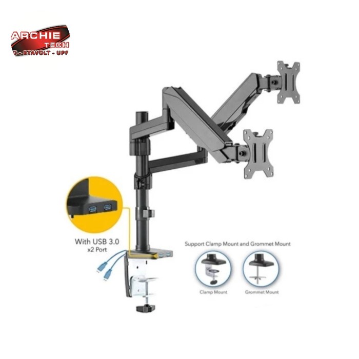 Bracket OXIMUS P200 DUAL ARM GAS SPRING DESK MOUNT P200 Monitor Braket