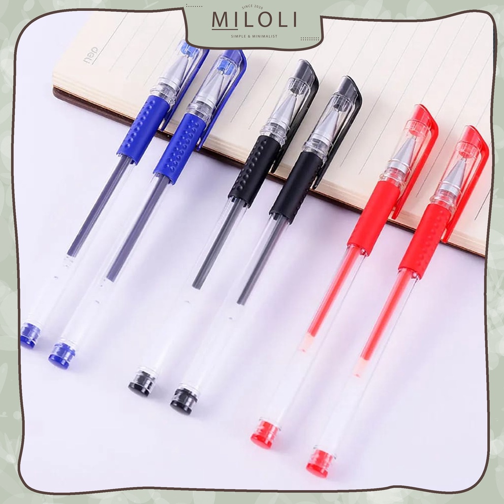 

[MILOLI] Pulpen GEL MIWI Pena Standard Pen 0,5mm Black Blue Red Pena Cair Stationary - OT017