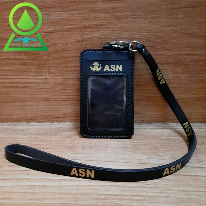 JQ51 Tempat Id Card ASN RI Holder Id Card Kulit Korpri ASN RI PNS - Hitam