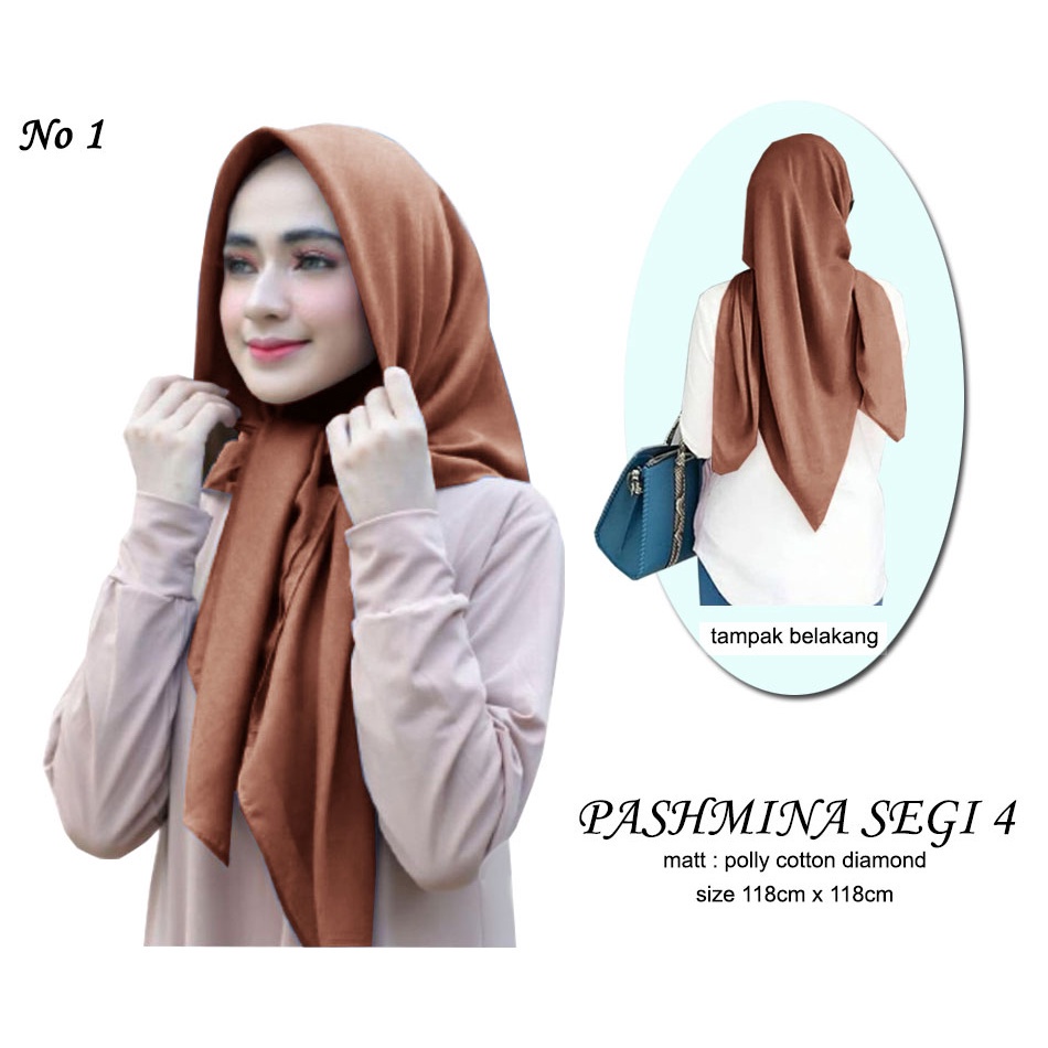 Pashmina Segi Empat - Logo Smile (LS) - Size 118cm x 118cm - Matt Polly Cotton Diamond