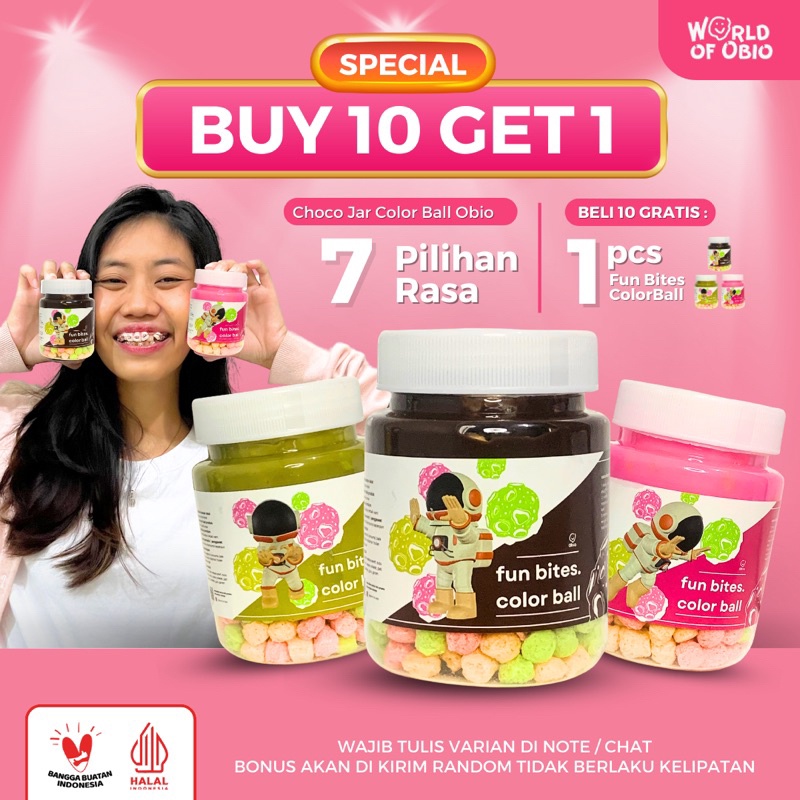 

PAKET BELI 10 GRATIS 1 [CB1S] - BUY 10 GET 1 FREE Choco Jar Color Ball - Bonus RANDOM Cemilan Topping Coklat Leleh