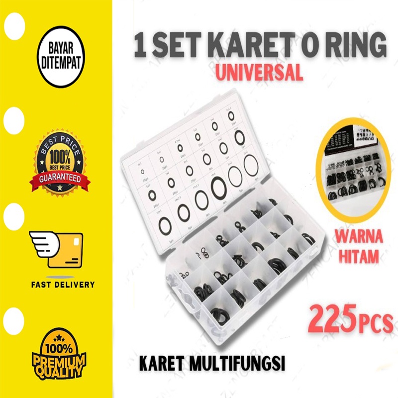 Karet O Ring Set 1 Box Karet Kran Air Shower Mesin Ring Rubber 225 Pcs