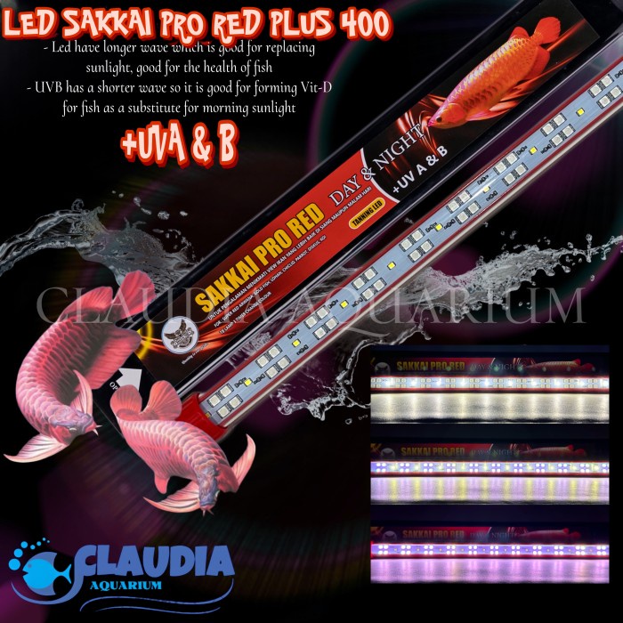 Lampu LED View Aquarium SAKKAI PRO RED PLUS 400 600 800 1000 Day Night UVA + UVB