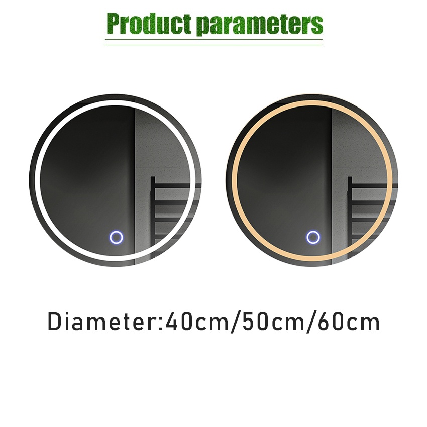 Cermin Led Touch Screen Dinding Kama Mandi / Wastafel Aesthetic Cermin Bulat LED Touch Screen Kaca