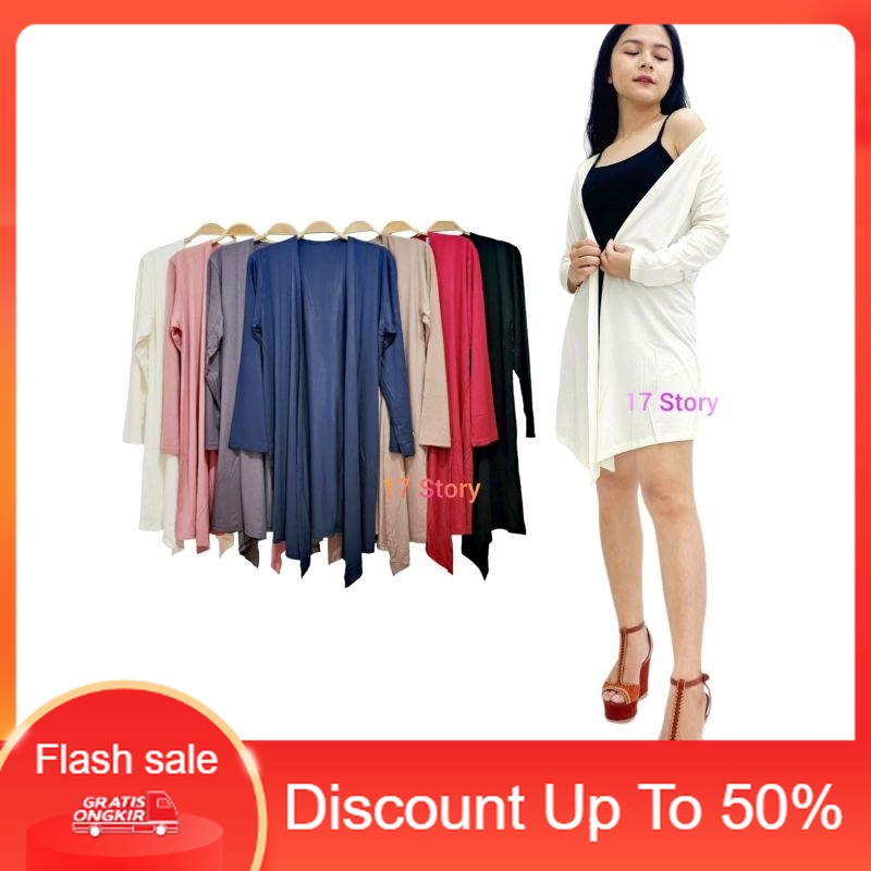 PROMO kardigan panjang bahan kaos rayon adem melar cardigan terbaru kekinian luaran wanita polos