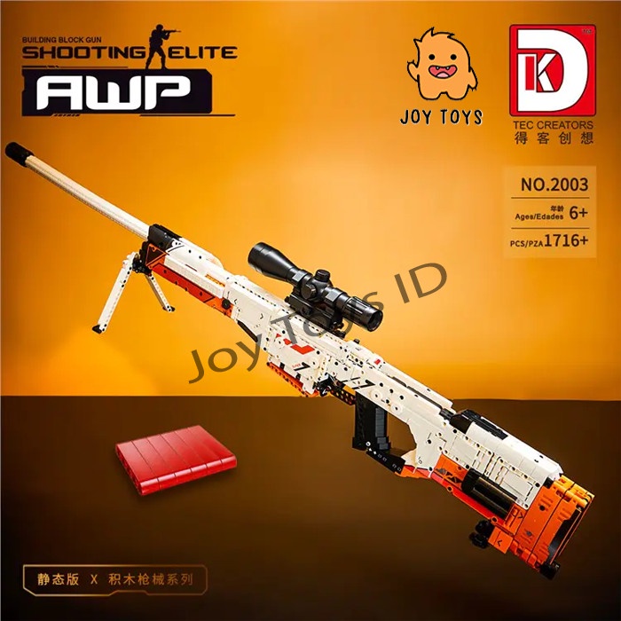 Mainan Brick DK Sniper AWP Asiimov Counter Strike Rifle 1716 Pc